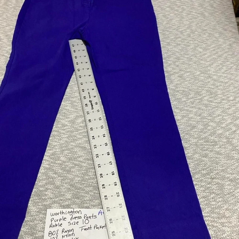 Worthington purple dress pants ankle front pockets women 10. SKU-A940